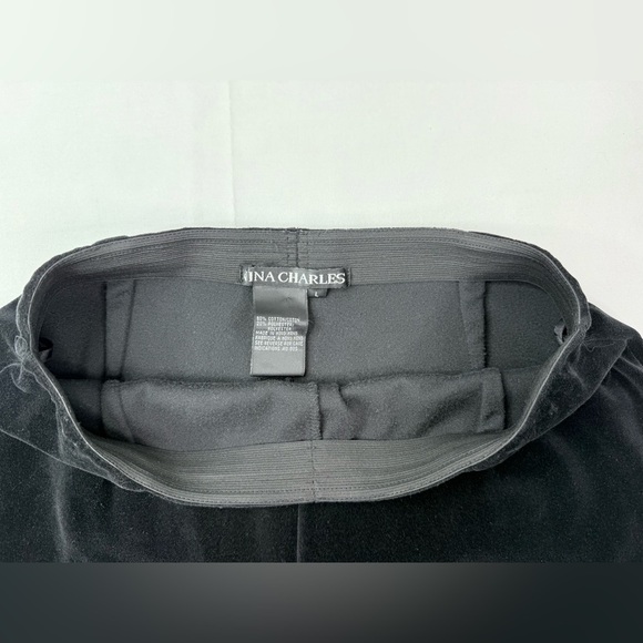 Nina Charles Black Velvet Pants Elastic Waist Size Large - Picture 5 of 8